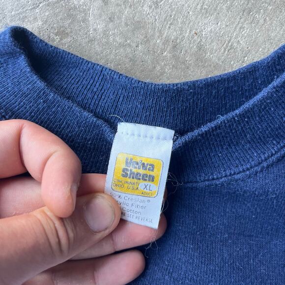 VINTAGE SONG OF NORWAY VELVA SHEEN SWEATSHIRT CREWNECK MENS XL BLUE WHITE - Picture 5 of 6